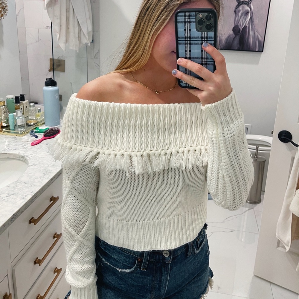 White knit sweater